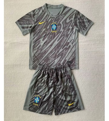 Brasilien Målmand Replika Babytøj Hjemmebanesæt Børn Copa America 2024 Kortærmet (+ Korte bukser)
